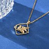 Brass Clear Cubic Zirconia Pendant Necklaces for Women LS-NJEW-B121-01G-03-3