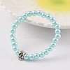 Round Glass Pearl Beaded Stretch Bracelets BJEW-JB02169-2