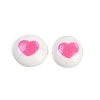 White and Pink Flat Round Cartoon Resin Cabochons LS-CRES-Q009-01F-1