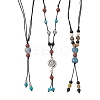 3Pcs 3 Styles Retro Glass & Porcelain & Alloy Snake Adjustable Nylon Cord Y Necklaces for Women NJEW-JN05360-2
