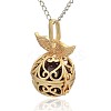 Golden Tone Brass Hollow Round Cage Pendants KK-J237-08G-2