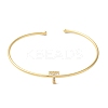Rack Plating Brass Micro Pave Clear Cubic Zirconia Letter Open Cuff Bangles BJEW-A018-01G-T-2