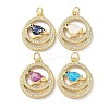 Brass Micro Pave Clear Cubic Zirconia Pendants KK-C045-43G-1