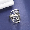 Non-Tarnish Adjustable 304 Stainless Steel Woven Web/Net with Feather Ring RJEW-F149-05P-5