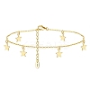 925 Sterling Silver Cable Chain Anklets with Star Charms for Women AJEW-F162-011G-1