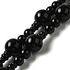 Dyed & Heated Natural Black Agate 3-Hole Guru Bead Strands G-K149-53-1