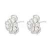 Brass Micro Pave Cubic Zirconia Stud Earring Findings LS-KK-Z094-09P-3