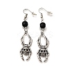 Halloween Alloy Skull Dangle Earrings EJEW-K316-01C-AS-2