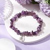 Natural Amethyst Chip Beaded Stretch Bracelets BJEW-JB11133-10-2