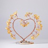 Natural Citrine Chips Love Heart Tree Decorations DJEW-P017-B02-1