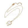 304 Stainless Steel Pave Natural White Shell Cute Cat Shaped Pendant Necklaces for Women NJEW-F339-01G-2