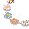 Enamel Daisy Link Chain Necklace NJEW-P220-01P-03-2