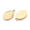 Religion 304 Stainless Steel & Rhinestone Oval Pendants STAS-T073-09G-2