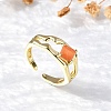 Square Brass Cat Eye Cuff Rings RJEW-G344-01G-04-1