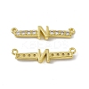 Rack Plating Brass Micro Pave Clear Cubic Zirconia Connector Charms KK-C007-37G-N-2