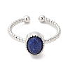 Natural Lapis Lazuli Open Cuff Ring RJEW-M166-04P-H-2