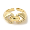 Rack Plating Brass Micro Pave Clear Cubic Zirconia Cuff Ring RJEW-P104-02G-2