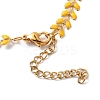 Enamel Ear of Wheat Link Chain Necklace NJEW-P220-02G-08-4