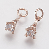 Brass Micro Pave Cubic Zirconia Charms ZIRC-G133-04RG-1