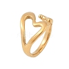 304 Stainless Steel Heart Open Cuff Rings for Women RJEW-B110-01G-4