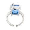304 Stainless Steel Cubic Zirconia Open Cuff Ring RJEW-S406-05P-04-3