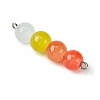 Gradient Color Round Glass Beaded Connector Charms PALLOY-JF02805-5