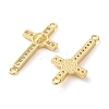 Rack Plating Brass Cubic Zirconia Religion Cross Connector Charm KK-C084-11A-G-2