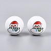 Christmas Printed Opaque Acrylic Round Beads OACR-T029-08D-2