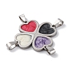 201 Stainless Steel with Glass Connector Charms STAS-Q342-09P-2