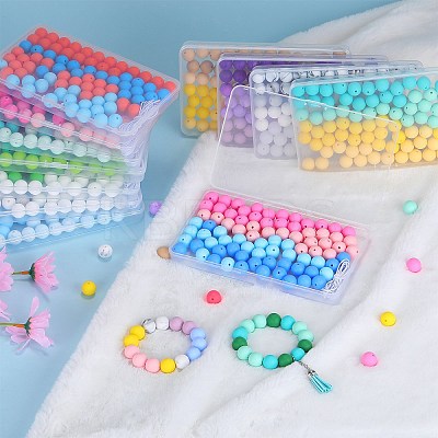 80Pcs 4 Style Round Silicone Focal Beads SIL-SZ0001-22D-1