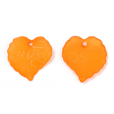 Transparent Frosted Acrylic Leaf Charms FACR-ZX003-01G-1