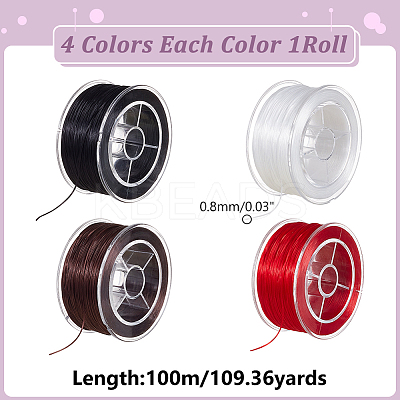 4 Rolls 4 Colors Flat Elastic Crystal String EW-WR0001-01-1