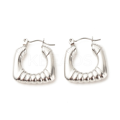 Non-Tarnish 304 Stainless Steel Chunky Rectangle Hoop Earrings for Women EJEW-K242-03P-1
