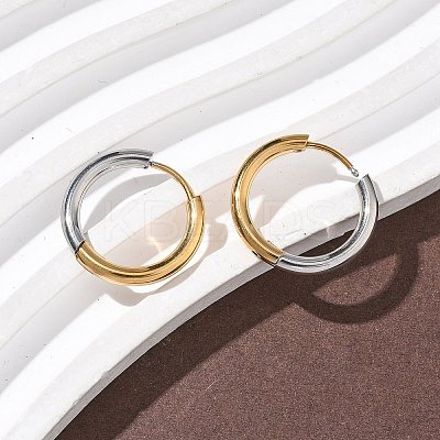 304 Stainless Steel Two Tone Hoop Earrings EJEW-P313-02C-G-1