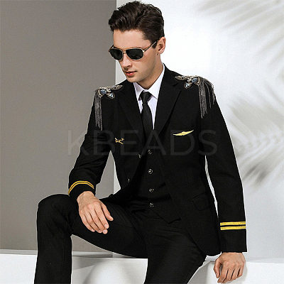 2Pcs Iron & Felt Fashion Tassel Epaulette AJEW-FH0004-04A-1