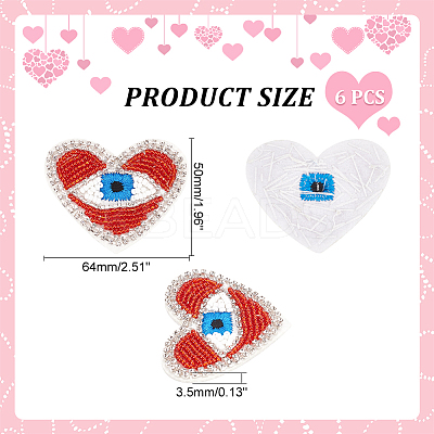 Heart with Evil Eye Embroidered Appliques LS-DIY-WH0401-27-1