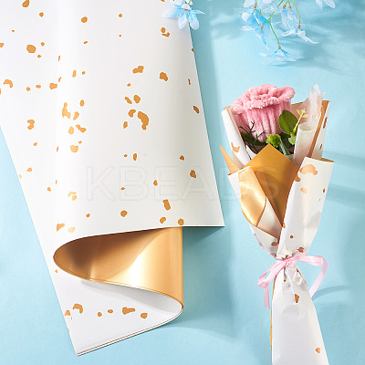 20 Sheets Plastic Gold Foil Flower Bouquets Wrapping Packaging DIY-TAC0025-13A-1