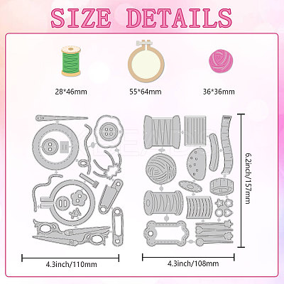 Sewing Theme Carbon Steel Cutting Dies Stencils DIY-WH0309-1824-1