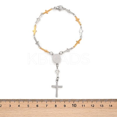 201 Stainless Steel Oval with Saint Benedict Charm Bracelets BJEW-B143-01GP-1