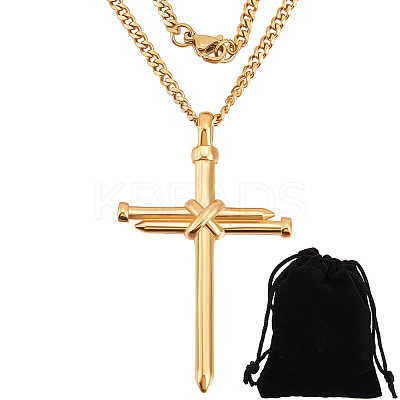 DIY 304 Stainless Steel Nail Cross Pendant Necklace Making Kits DIY-BBC0002-32G-1