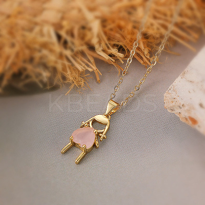 Girl Brass Pave Cubic Zirconia Pendant Necklaces FS-WGEF7B2-02-1