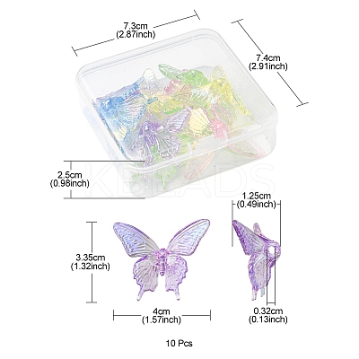 10Pcs UV Plating Rainbow Iridescent Transparent Acrylic Beads OACR-YW0001-43-1