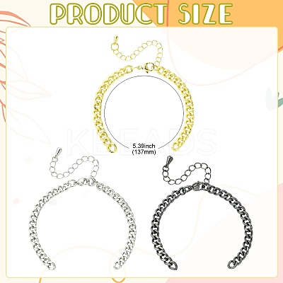 3Pcs 3 Colors Brass Cuban Link Chain Bracelet Making FIND-CJ0004-99-1