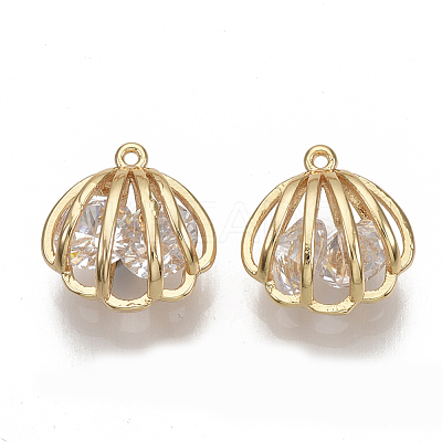 Brass Cubic Zirconia Charms KK-S354-101-NF-1