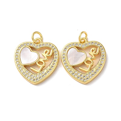 Valentine"s Day Brass Micro Pave Clear Cubic Zirconia Pendants KK-B083-41E-G-1