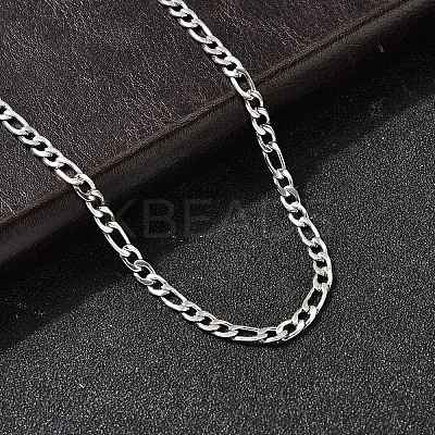 3.8MM 304 Stainless Steel Figaro Chain Necklaces for Women NJEW-B134-02B-P-1