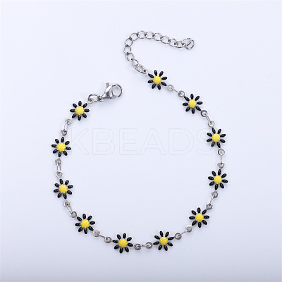 Daisy Alloy Enamel Link Chain Bracelets for Women FS-WGBA8A6-02-1