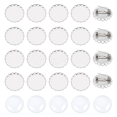 DIY Blank Dome 304 Stainless Steel Brooch Making Kit DIY-UN0056-15-1