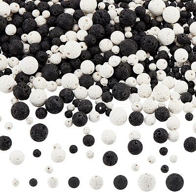 8 Styles Natural Lava Rock Round Beads G-OC0004-10-1