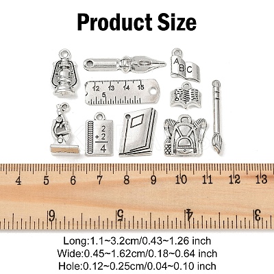 50Pcs 10 Style Tibetan Style Alloy Pendants TIBE-YW0001-70-1